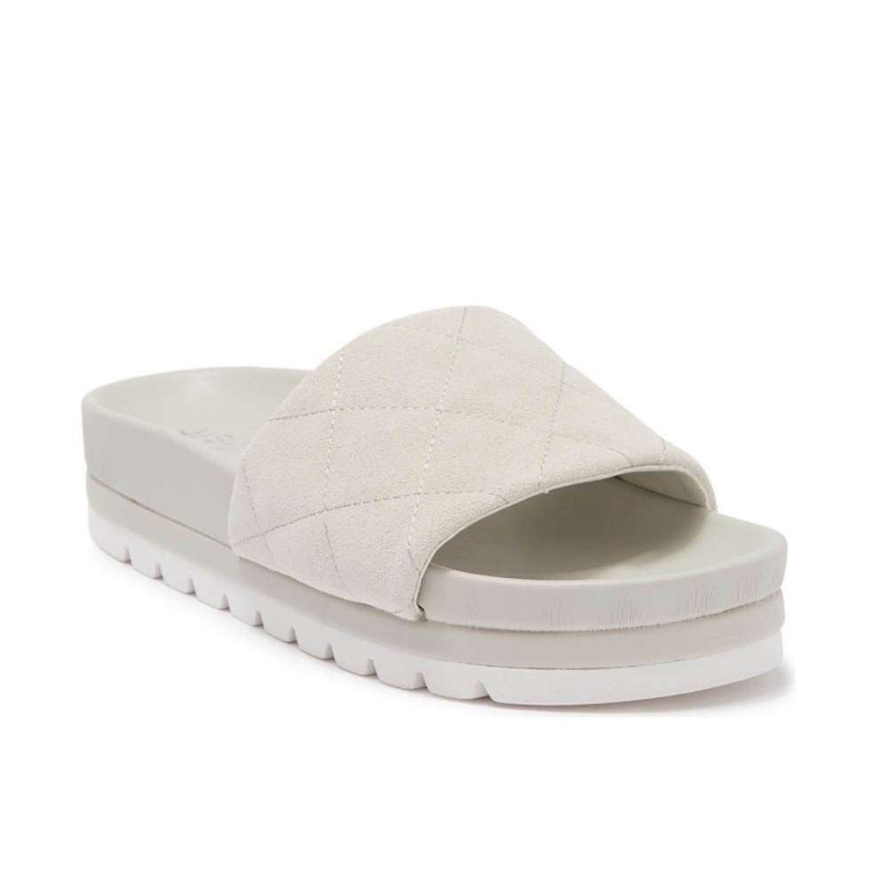 JSLIDES Quilted Suede One Band Slide Sandal NEW No box